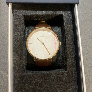 BNWT Gold and White Watch with Brown Leather Strap Nordgreen